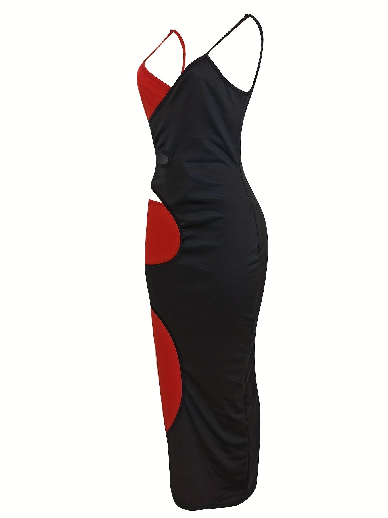  Colorblock Cut Out V Neck Cami Dress