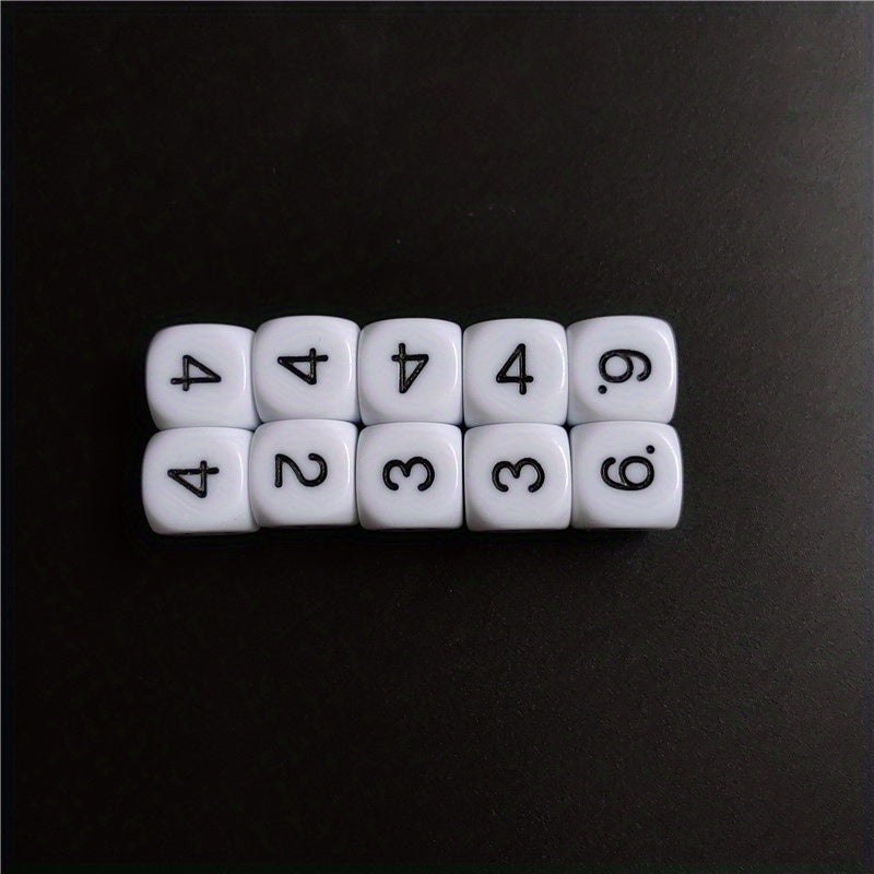10pcs 16mm Acrylic Number Dice Round Corner Hexagonal Dice Set