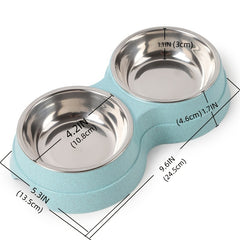 Stainless Steel Double Pet Bowls For Dogs And Cats Non Skid Base