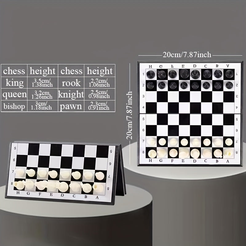 Magnetic Mini Portable Chess Set - Easy Storage Folding Board