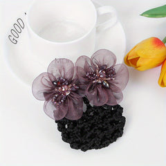 Organza Flower Hair Net Hair Snood Clip Accessory