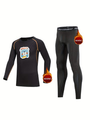 Kids Compression Fleece Set Bear Pattern Pullover