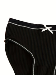 3pcs Ribbed Bow Tie Briefs Soft & Comfy Panties