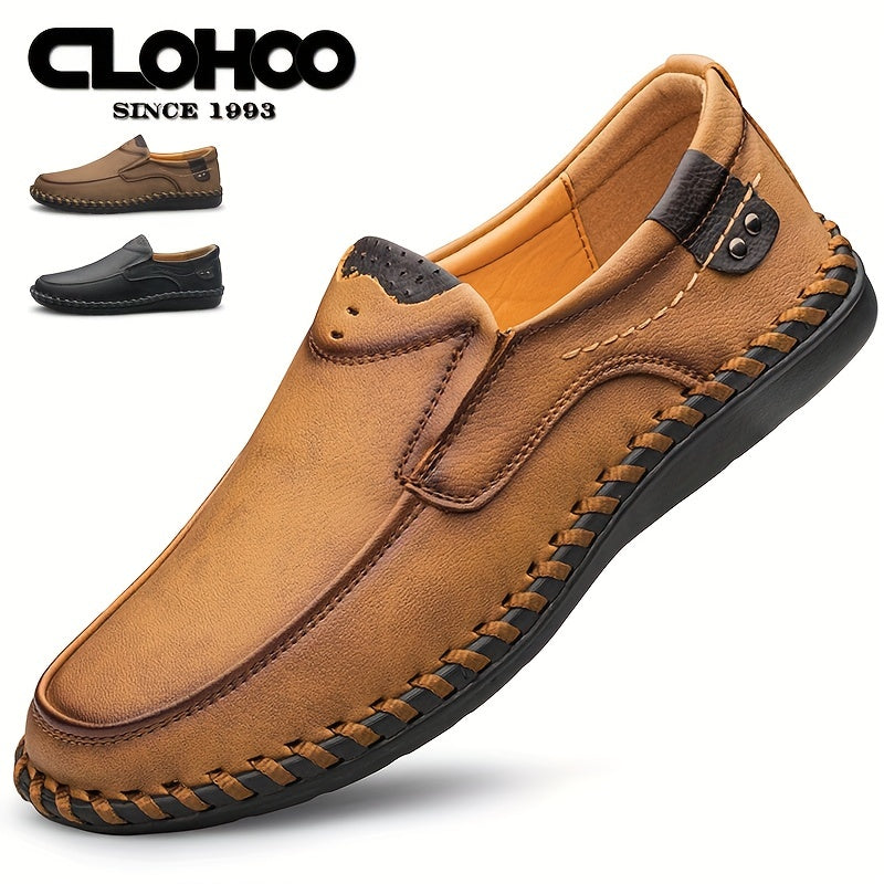 CLOHOO Men's Stitch Loafers Non Slip Casual Shoes