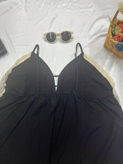  Nightdress Lace Trim Mini Cami Sleep Dress