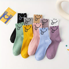 10 Pairs Expression Print Socks Women's Stockings