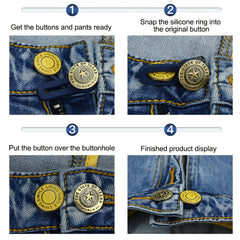 5pc Button Extender For Pants Adjustable Waist No Sew Buttons Easy To Use