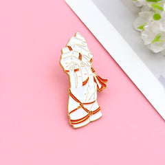 Two Hands Tied Red Rope Couple Brooch