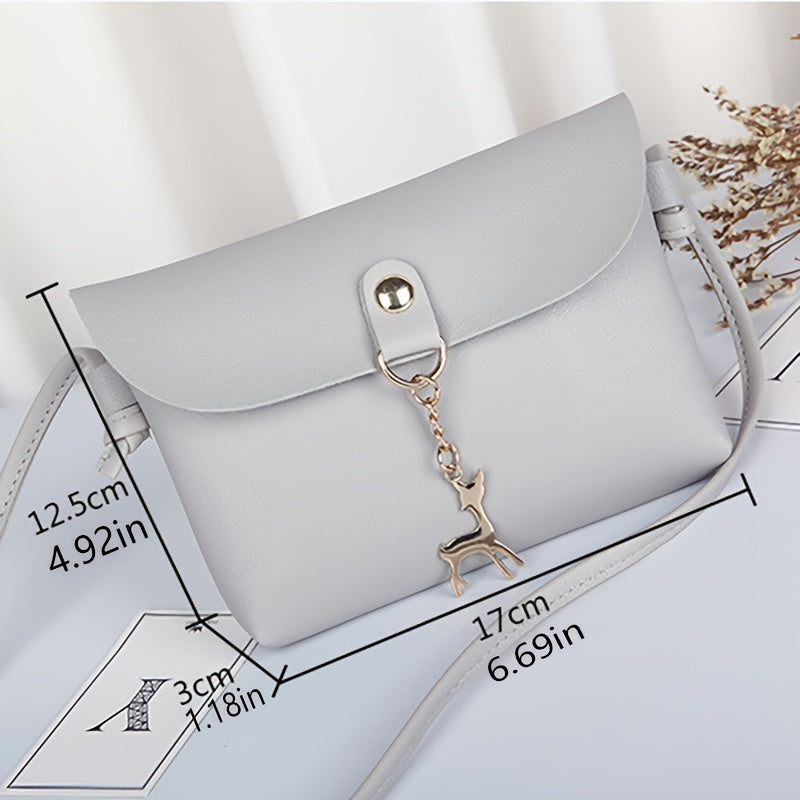 Deer Decor Crossbody Purse Small Shoulder Bag with Buckle
