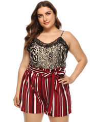 Leopard Print Lace Cami Top Plus Size