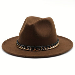 Men's Woolen Jazz Hat British Style Autumn Winter Large Brim Top Hat