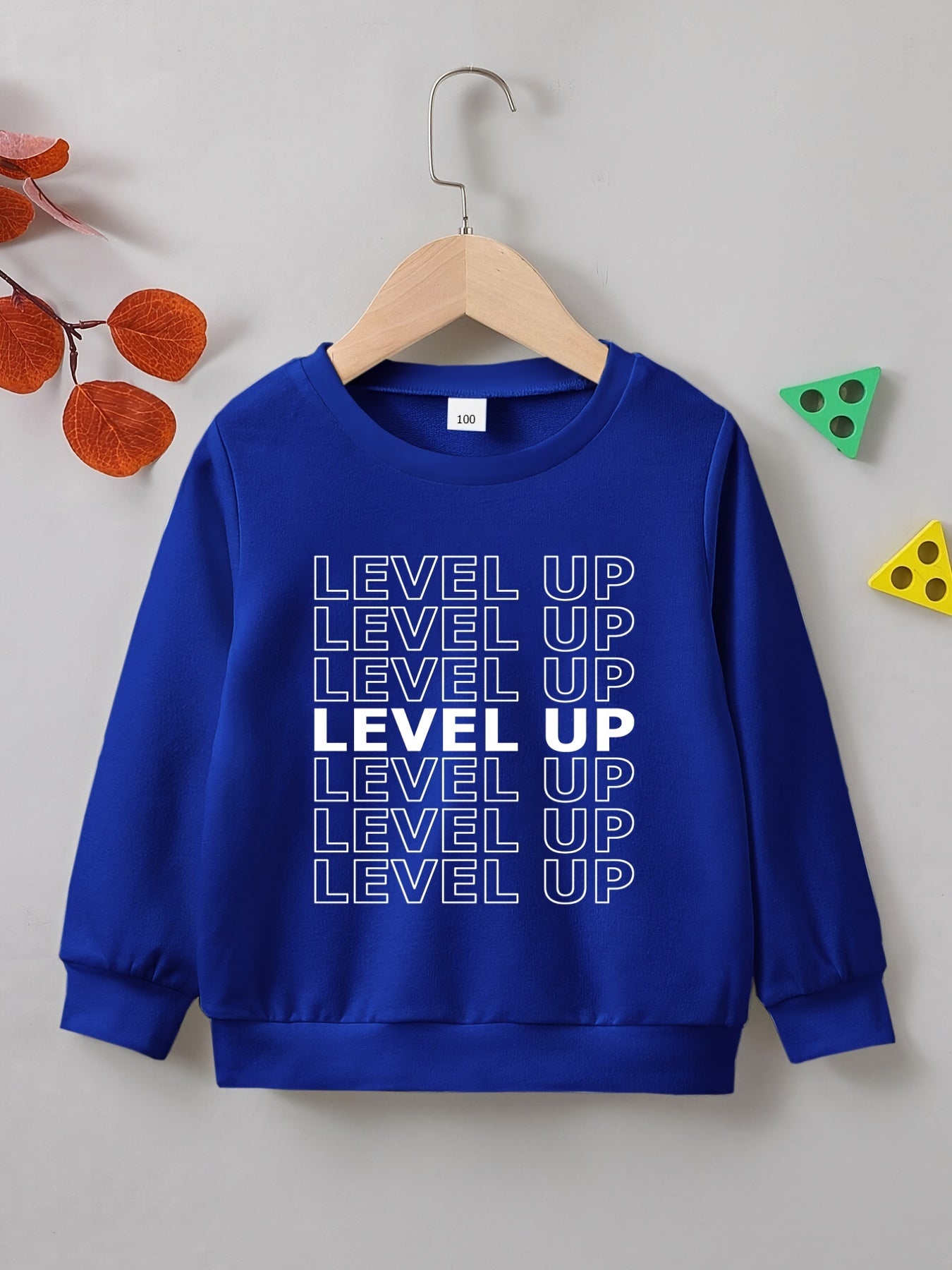 Creative LEVEL UP Letter Print Boys Sweatshirt
