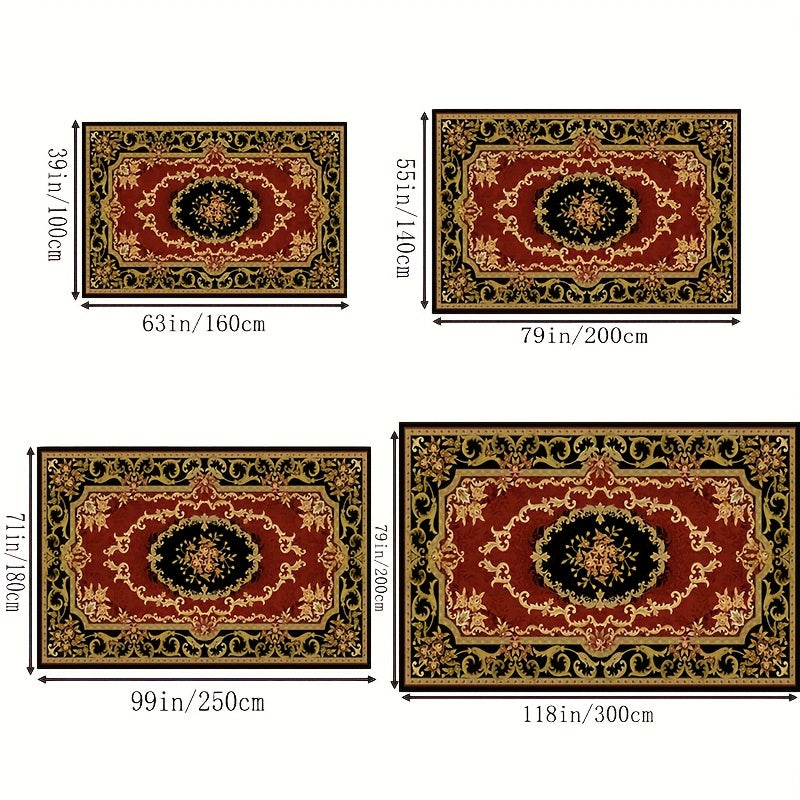 Red Vintage Flower Kitchen Rug Anti Fatigue Boho Absorbent Non Slip Soft