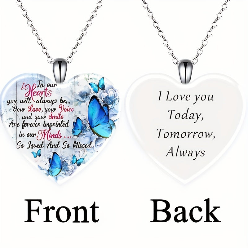 Heart Butterfly Crystal Pendant Necklace Neck Jewelry Christmas Gift
