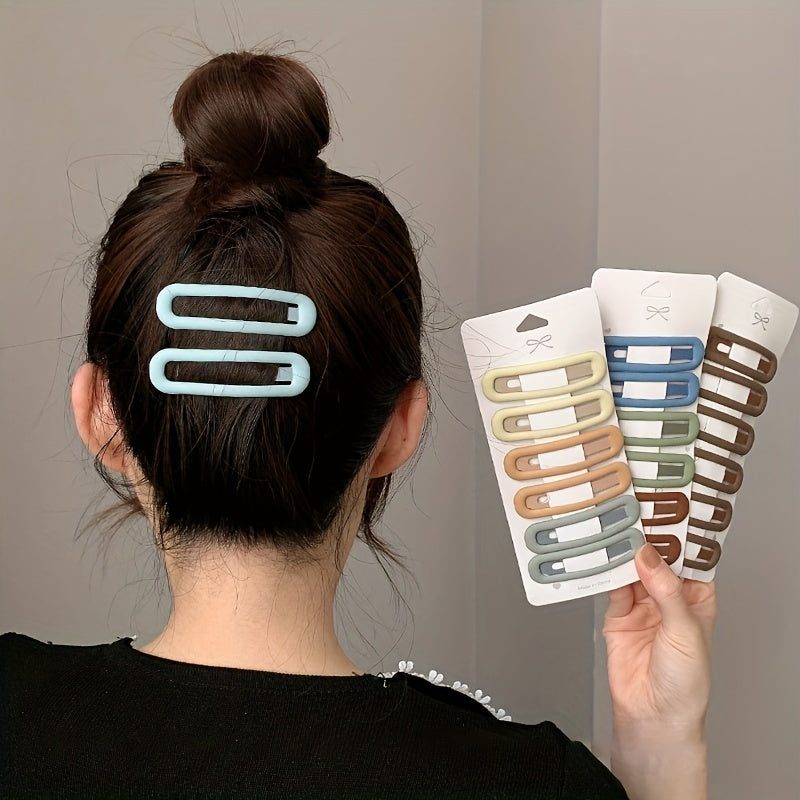 6pcs Solid Hair Clip Female Side Clip Bangs Clip Back Head Non slip Clip