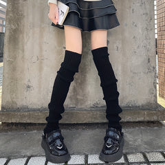 3 Pairs Ribbed Leg Warmers Knee High Socks Women's Stockings & Hosiery