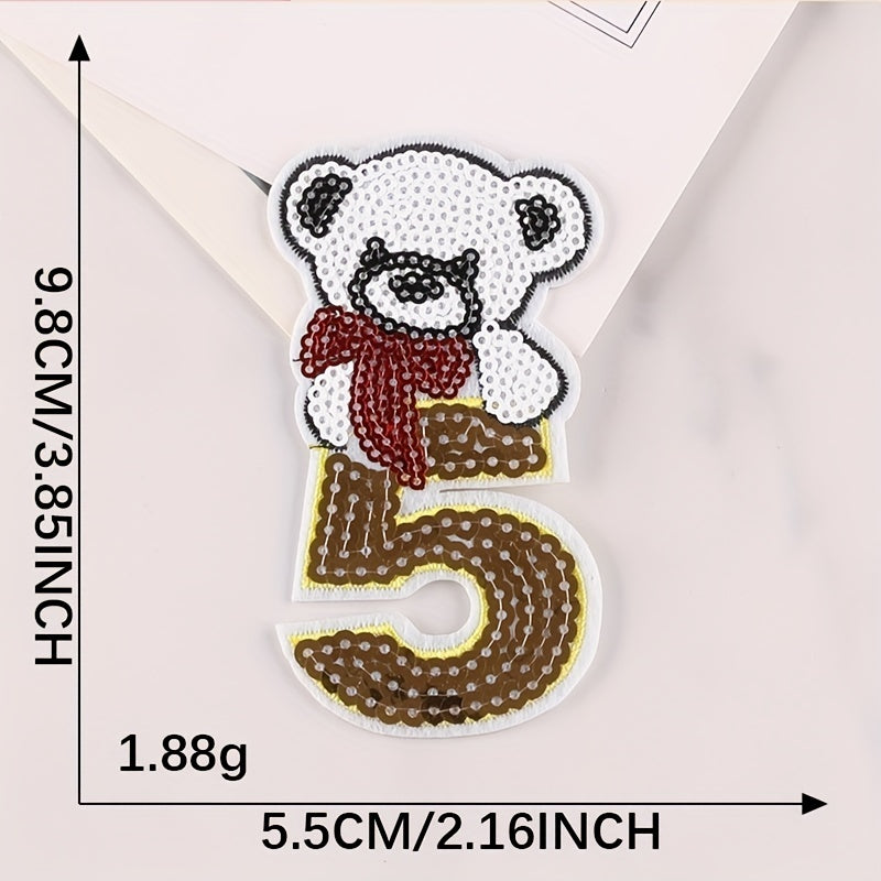 3pcs Sequin Number Embroidery Patches Iron on Patch