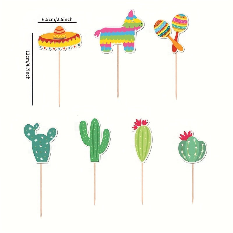 7pcs Mexican Spring Scenery Cake Decoration Set