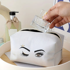Crown Eyes Pattern Cosmetic Bag Women Toiletry Makeup Brush Zipper Pouch