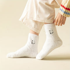 3 Pairs Warm Fuzzy Crew Socks For Winter Women's Stockings