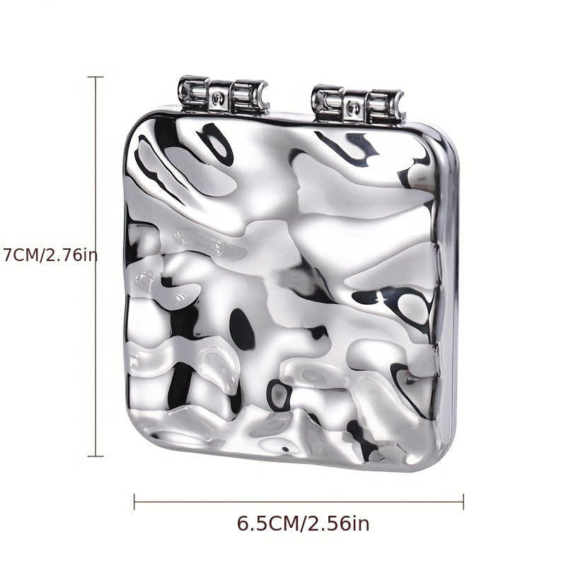 Ripple Pattern Square Mirror Foldable Pocket Makeup Mirror
