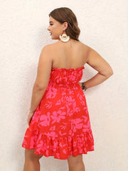  Floral Print Off Shoulder Tube Dress