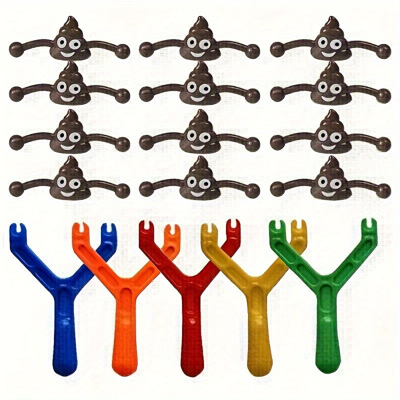 Prank Poop Slingshot Toy Set for Kids - 6 Pack Mixed Novelty Gag Gift