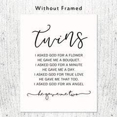 Twin Baby Girl/Boy Nursery Wall Decor 20x25 Unframed