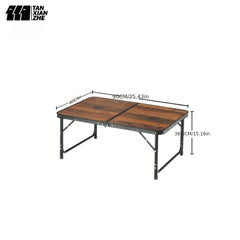 Portable Folding Camping Table Aluminum Vintage Wood Grain Finish