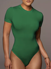 Sexy Crew Neck Short Sleeve Bodysuit Women's Clothing