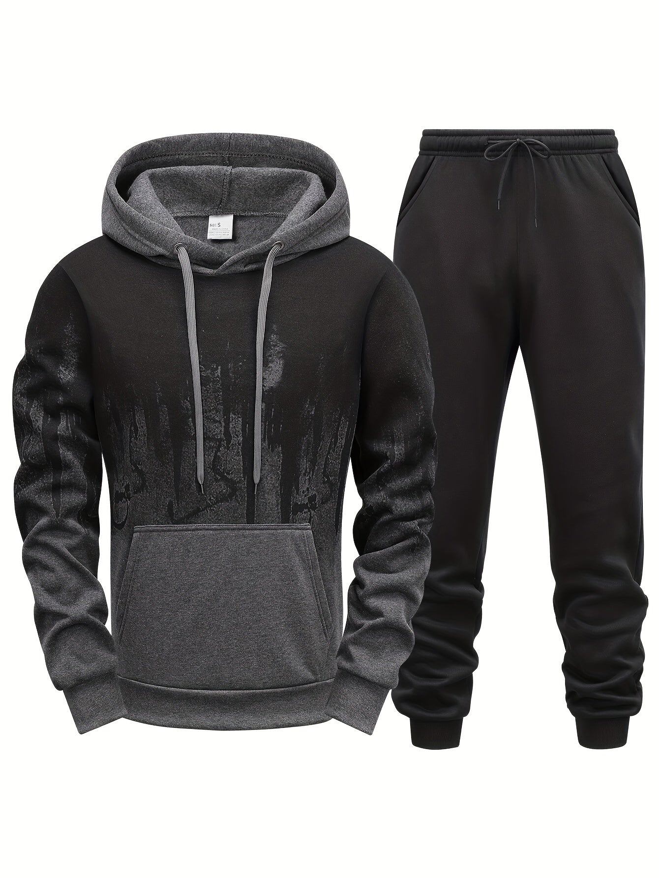 Gradient Print Men's 2pcs Outfit: Hoodie & Sports Trousers