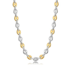 Men Stainless Steel Coffee Bean Necklace 22in Long Golden Steel