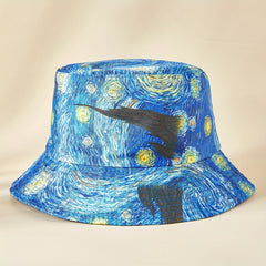 Oil Painting Print Bucket Hat Reversible Lightweight Basin Hat Summer Sunscreen