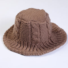 Cable Pattern Coldproof Thermal Women Knit Bucket Hat
