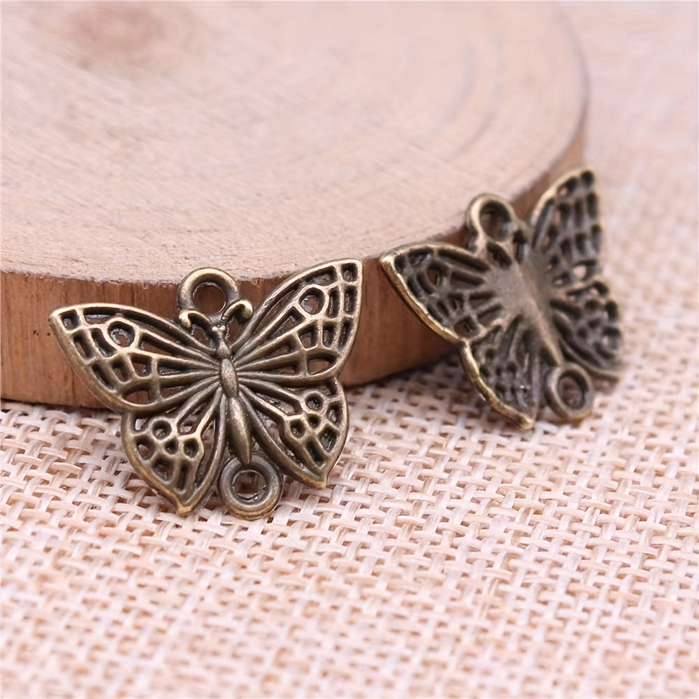 10PCS Silvery Butterfly Ornament Connector Alloy Pendant Key Chain