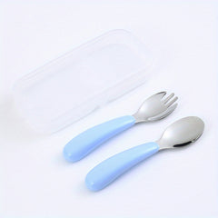 304 Stainless Steel Kids Portable Cutlery Fork Spoon Cartoon Baby Training