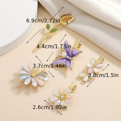 5pcs Pearl Butterfly Hair Clip Rhinestone Flower Hair Accessories