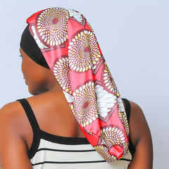 Red Satin Hair Bonnet Wide Brim Elastic Hair Protection Cap