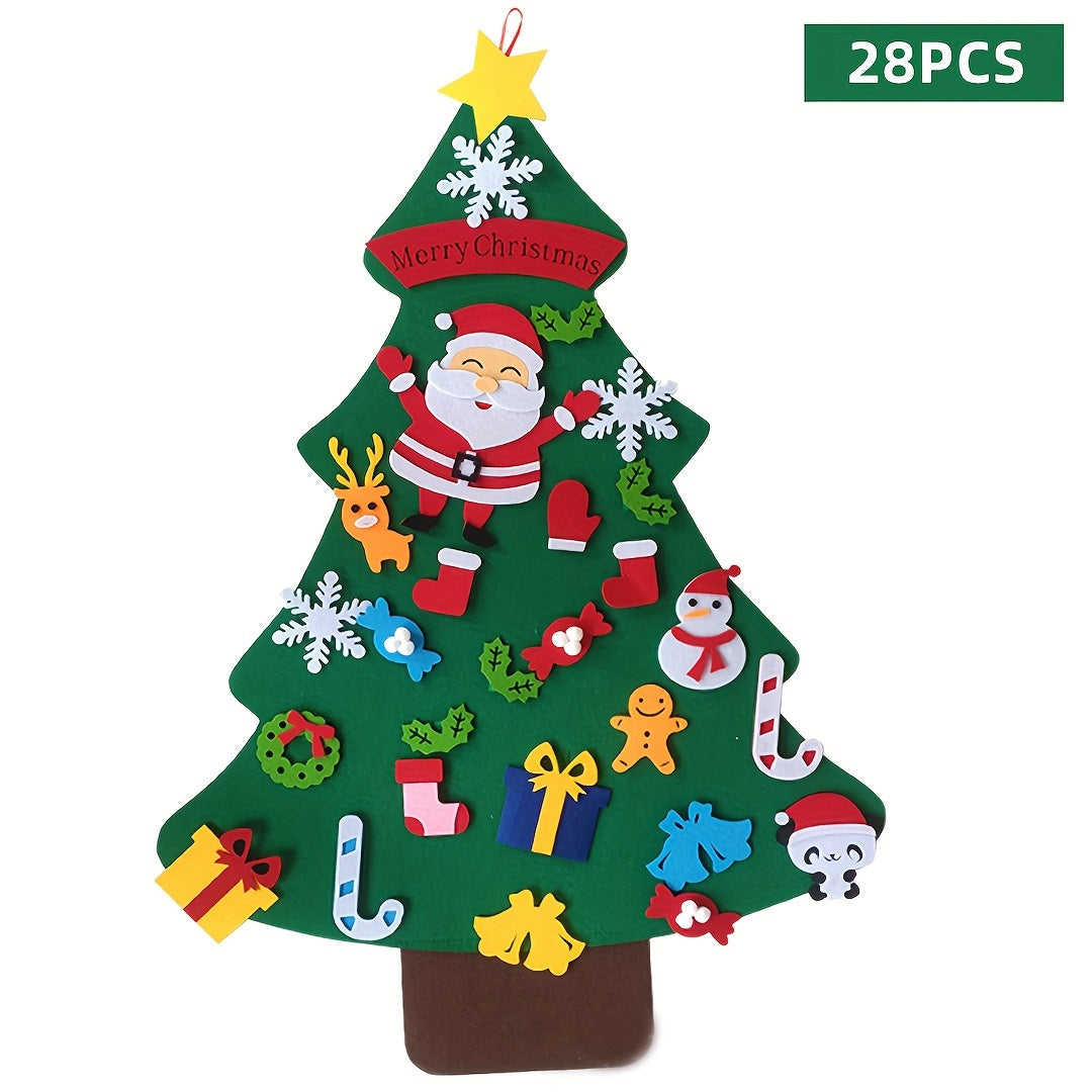 32pcs DIY Felt Christmas Tree Set String Lights Wall Decorations Craft Kit
