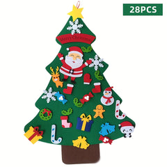32pcs DIY Felt Christmas Tree Set String Lights Wall Decorations Craft Kit