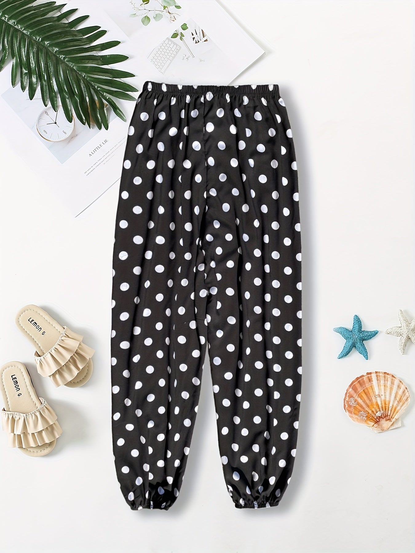 Polka Dot Print Jogger Pants Casual Every Pants Women's Clothing