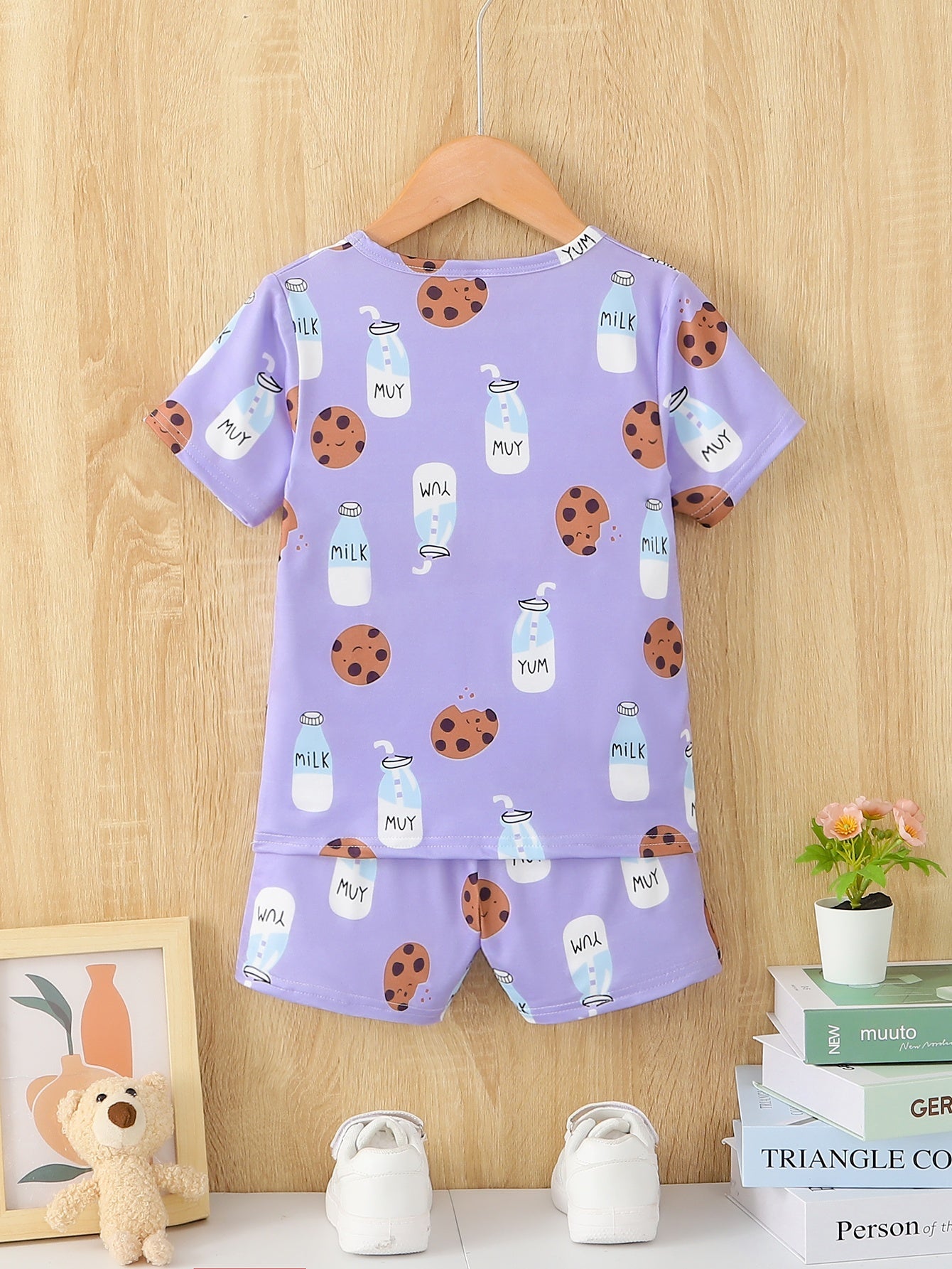 Boys Cartoon Biscuit And Milk Outfit Shorts & T shirt Short Sleeves
