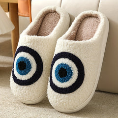 Mushroom Pattern Plush Indoor Slippers Warm Slip On Flat Shoes