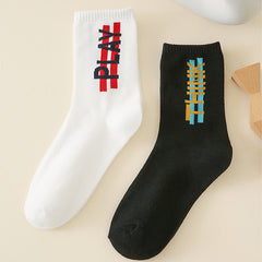 2 Pairs Letter Print Socks Comfy & Breathable Mid Tube Socks Women's Stockings