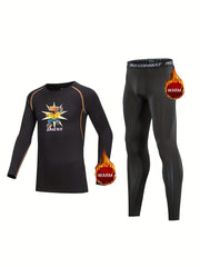 2pcs Kids Compression Fleece Sets Cartoon Bear Pullover Pants