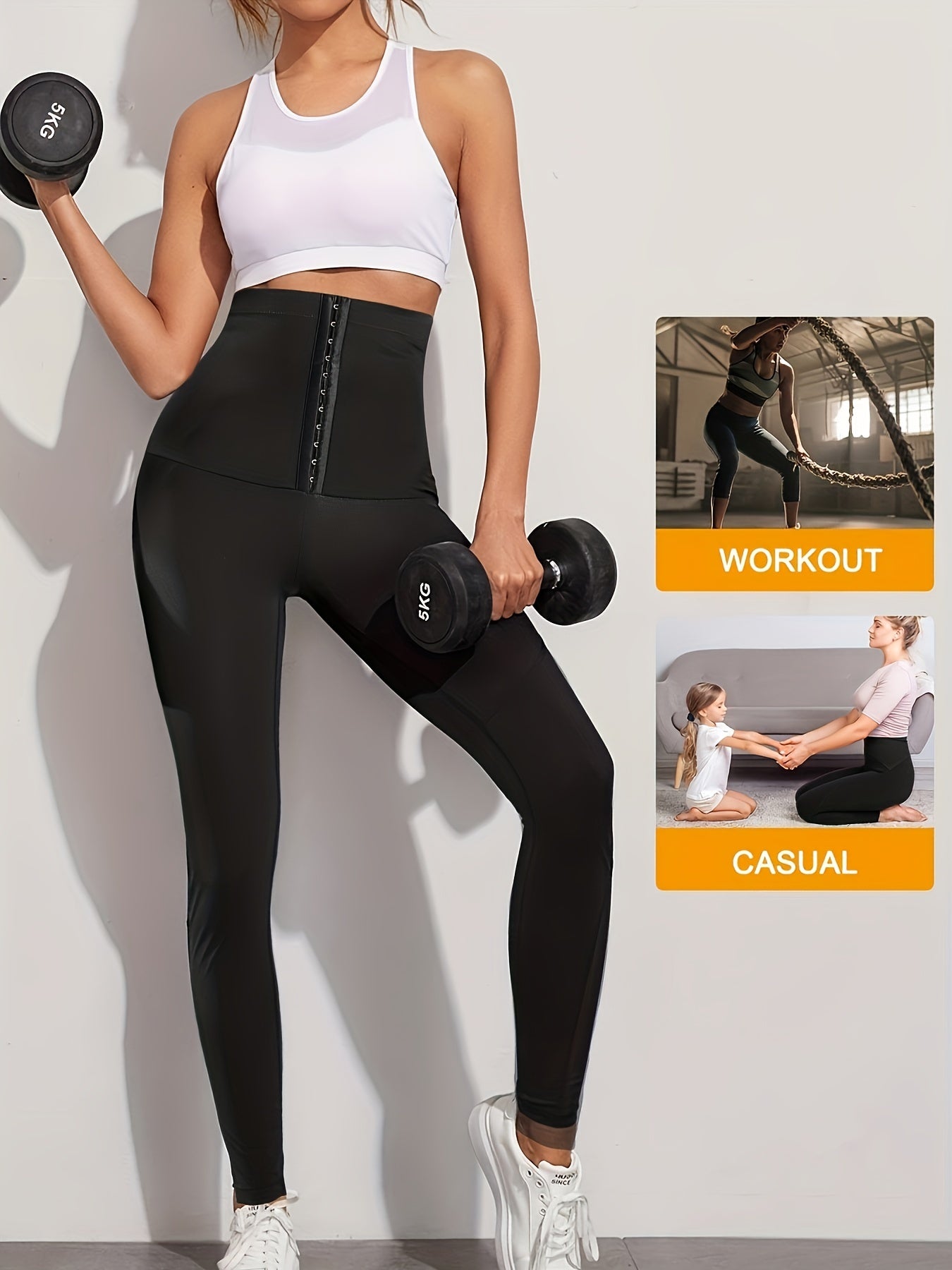  Solid High Rise Abdomen Control Leggings