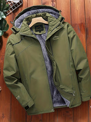 Men's Fleece Zip Up Hooded Jacket Casual Sports Trench Coat