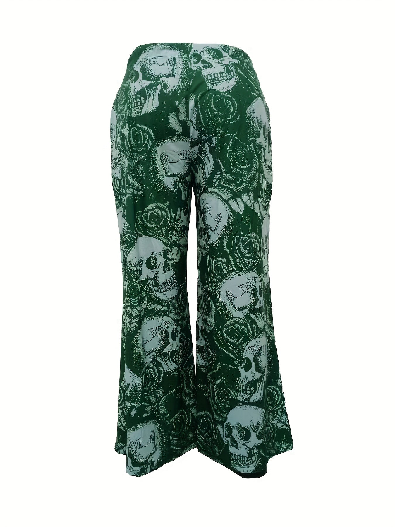  Halloween Skull Print Wide Leg Pants