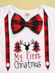 3pcs Baby Boys Christmas Clothes Long Sleeved Tops & Pants & Hats Set