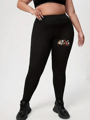 Women's Plus Horror Figure Print High Rise Skinny Leggings